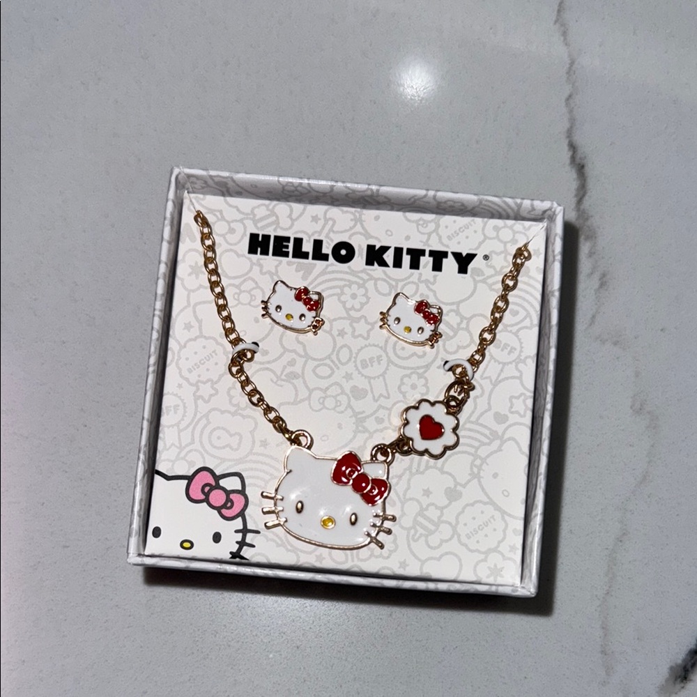 Hello Kitty Gold and Red Jewelry Set